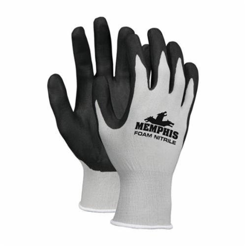 MCR Safety 9673XS Dipped General Purpose Gloves, Coated/Multi-Purpose, Standard Finger Style, XS, Nitrile Palm, 13 ga Nylon, Black/Gray, Knit Wrist Cuff, Foam Nitrile Coating, Resists: Abrasions, Cut, Puncture and Tear, Nylon Lining