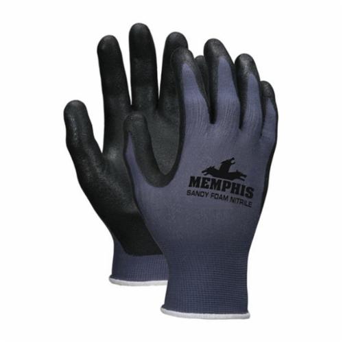 MCR Safety 9673SFM Dipped General Purpose Gloves, Coated/Multi-Purpose, Seamless/Standard Finger Style, M, Foam Nitrile Palm, 13 ga Nylon, Black/Blue, Knit Wrist Cuff, Foam Nitrile Coating, Resists: Abrasion, Cut, Puncture and Tear, Nylon Lining