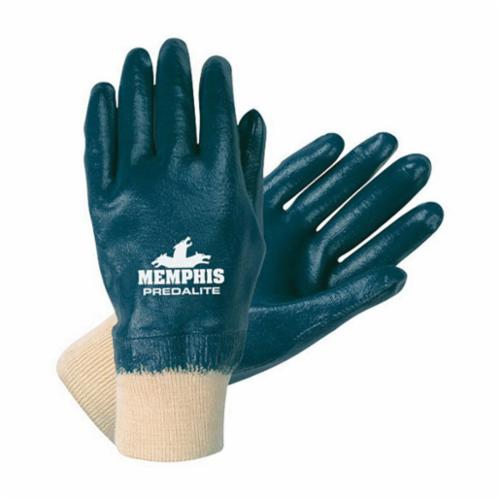 MCR Safety 9781L Predalite® 9781 Premium Grade General Purpose Gloves, Coated, Standard Finger/Straight Thumb Style, L, Nitrile Palm, Nitrile, Blue/White, Knit Wrist Cuff, Nitrile Coating, Resists: Abrasion, Cut, Puncture and Tear