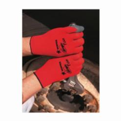 MCR Safety N9680XL Ninja® Flex N9680 Dipped General Purpose Gloves, Coated, Standard Finger/Wing Thumb Style, XL, Latex Rubber Palm, 15 ga Nylon, Gray/Red, Knit Wrist Cuff, Latex Rubber Coating, Resists: Abrasion, Cut, Puncture and Tear, Unlined Lining