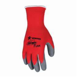 MCR Safety N9680XL Ninja® Flex N9680 Dipped General Purpose Gloves, Coated, Standard Finger/Wing Thumb Style, XL, Latex Rubber Palm, 15 ga Nylon, Gray/Red, Knit Wrist Cuff, Latex Rubber Coating, Resists: Abrasion, Cut, Puncture and Tear, Unlined Lining