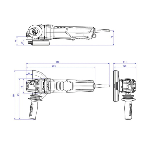 metabo® 600553420 Electric Angle Grinder, 6 in Dia Wheel, 5/8-11 UNC Arbor/Shank, 110 to 120 VAC