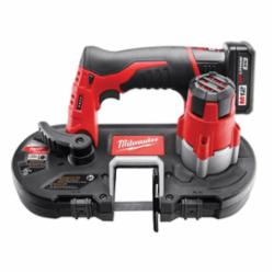 Milwaukee® 2429-21XC Sub-Compact Cordless Band Saw Kit, 1-5/8 in Cutting, 27 in L x 0.5 in W x 0.02 in THK Blade, 12 VDC, 3 Ah Li-Ion Battery