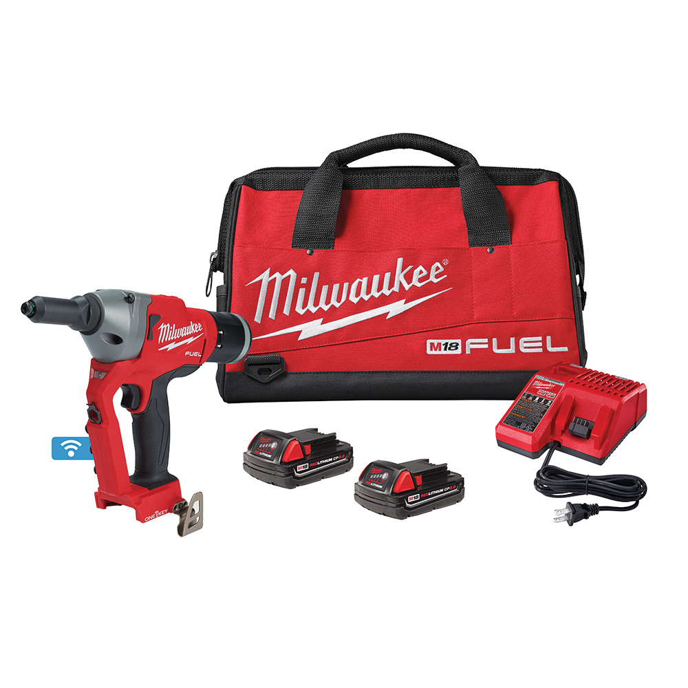 Milwaukee® 2660-22CT M18™ FUEL™ Cordless Blind Rivet Tool With ONE-KEY™, 3/16 in, 7/32 in, 1/4 in, 9/32 in Rivet, 4500 lb Pulling, 18 V, Lithium-Ion Battery, Aluminum Housing