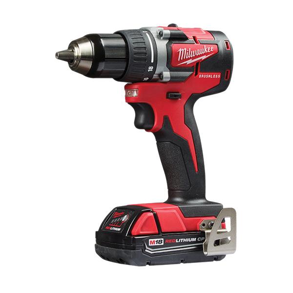 Milwaukee® M18™ 2801-22CT Compact Brushless Cordless Drill Kit, 1/2 in Chuck, 18 VDC, 0 to 500/0 to 1800 rpm No-Load, 6-1/2 in OAL, Li-Ion Battery