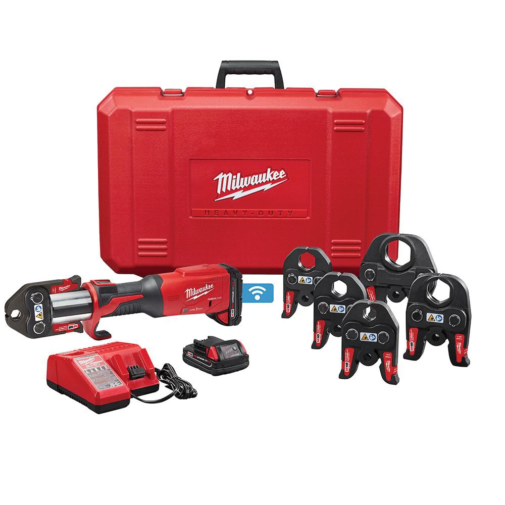 Milwaukee® 2922-22 M18™ FORCE LOGIC™ Press Tool With ONE-KEY™ 1/2 to 2 in CTS Jaws, 1/2 to 4 in Capacity, 18 V, Li-Ion Battery