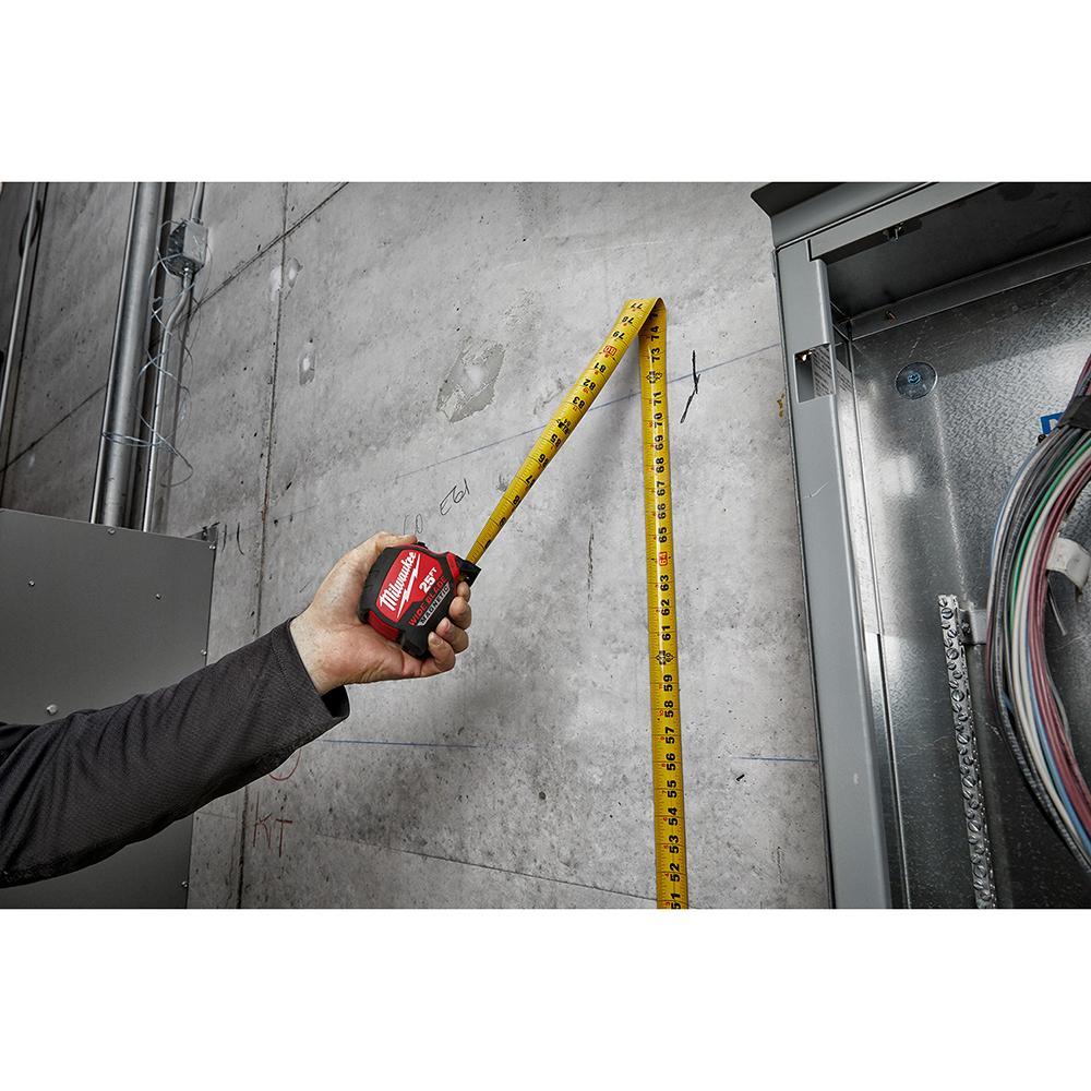 Milwaukee® 48-22-0225M Magnetic Wide Measuring Tape With Belt Clip, 25 ft L x 1-5/16 in W Blade, Steel Blade, 1/16 in, 1/8 in, 1/4 in, 1/2 in, 1 ft Graduation
