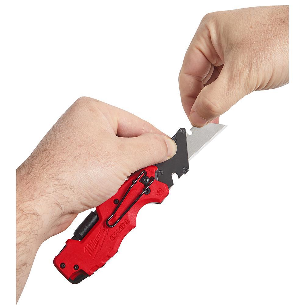 Milwaukee® 48-22-1505 FASTBACK™ 6-In-1 Retractable Folding Utility Knife, Bi-Metal Straight Edge Blade, 2.4 in L Blade, Lock Opening