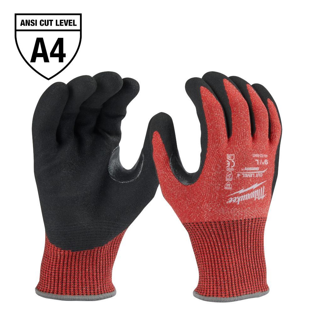 Milwaukee® 48-22-8947B Breathable Unisex Cut-Resistant Gloves, L, Nitrile Coating, Fabric/Nitrile/Polyethylene/Sandy Nitrile, Elastic Knit Cuff, Resists: Abrasion, Cut, Puncture and Tear, ANSI Cut-Resistance Level: A4