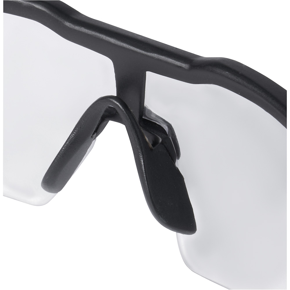 Milwaukee® 48-73-2011 Safety Glasses, Anti-Scratch, Clear Lens, Black/Red, Plastic Frame, Polycarbonate Lens, ANSI Z87.1/CSA Z94.3