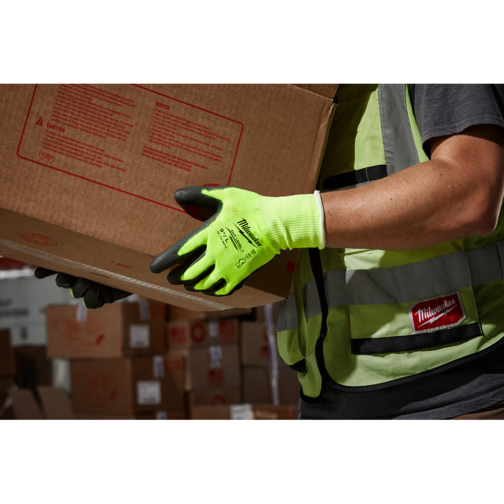 Milwaukee® 48-73-8914B Breathable Unisex Cut-Resistant Gloves, 2XL, Polyurethane, Elastic Knit Cuff, Resists: Abrasion, Cut, Puncture and Tear, ANSI Cut-Resistance Level: A1, ANSI Puncture-Resistance Level: A1