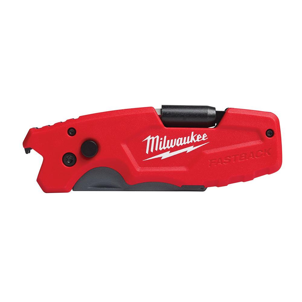 Milwaukee® 48-22-1505 FASTBACK™ 6-In-1 Retractable Folding Utility Knife, Bi-Metal Straight Edge Blade, 2.4 in L Blade, Lock Opening