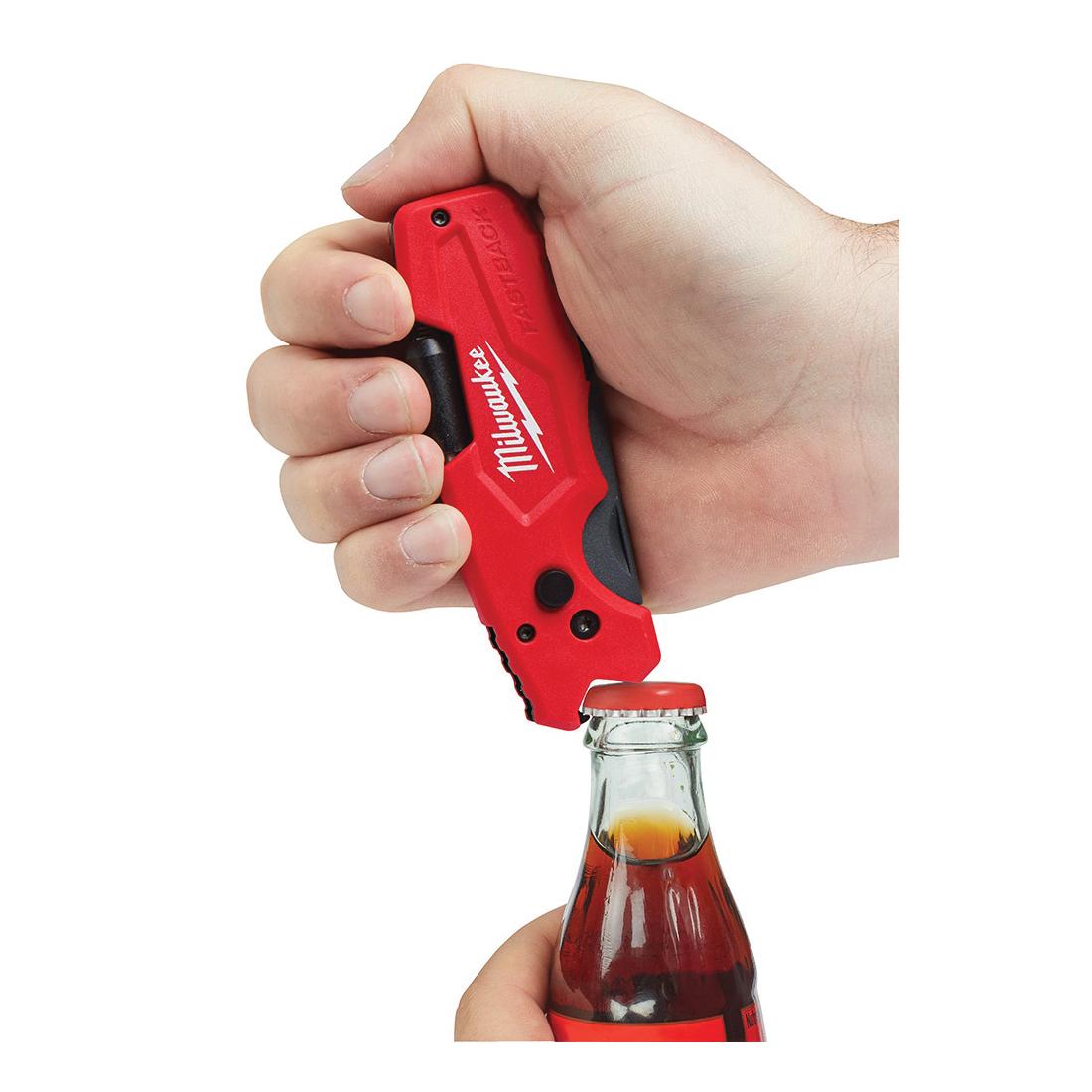 Milwaukee® 48-22-1505 FASTBACK™ 6-In-1 Retractable Folding Utility Knife, Bi-Metal Straight Edge Blade, 2.4 in L Blade, Lock Opening