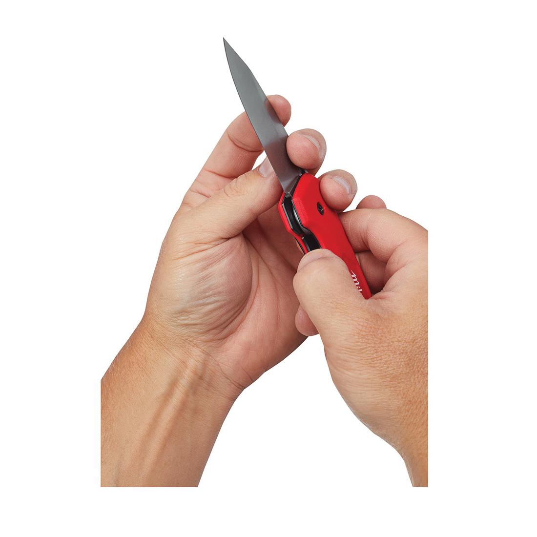 Milwaukee® 48-22-1521 Compact Sharpenable Folding Knife, Stainless Steel Straight Edge Blade, 2-1/4 in L Blade, Thumb Hole Opening