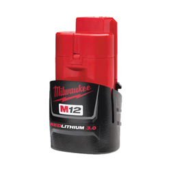 Milwaukee® M12™ REDLITHIUM™ 48-11-2430 Compact Battery Pack, 3 Ah Li-Ion Battery, 12 VDC Charge, For Use With M12™ 12 V Cordless Tools