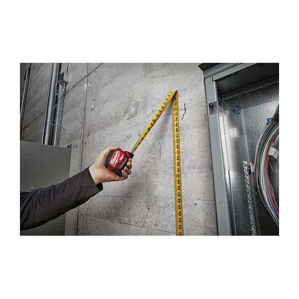 Milwaukee® 48-22-0225M Magnetic Wide Measuring Tape With Belt Clip, 25 ft L x 1-5/16 in W Blade, Steel Blade, 1/16 in, 1/8 in, 1/4 in, 1/2 in, 1 ft Graduation
