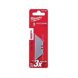 Milwaukee® 48-22-1905 5-Piece General Purpose Utility Blade, Micro Carbide Metal, Sharp Point/Straight Edge, 2-3/8 in L x 3/4 in W Blade, Compatible With: Milwaukee® Most Standard Utility Knives, 0.025 in THK