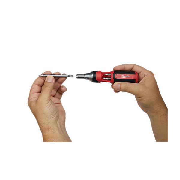 Milwaukee® 48-22-2322 9-in-1 General Purpose Ratcheting Multi-Bit Screwdriver, 9 Pieces, Phillips®/Slotted/Square Point, Ergonomic Handle, Steel