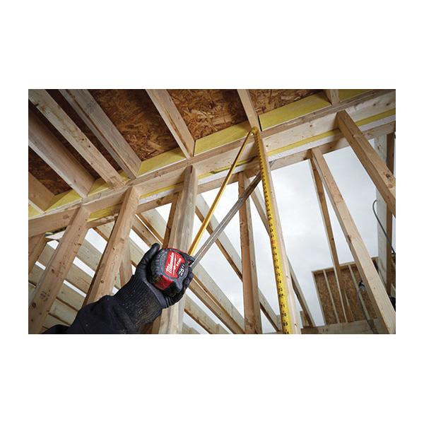 Milwaukee® STUD™ 48-22-9725 Measuring Tape With Belt Clip, 25 ft L x 1-5/16 in W Blade, Steel Blade, 1/16 in, 1/8 in, 1/4 in, 1/2 in, 1 ft Graduation