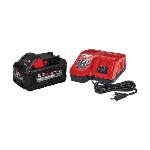 Milwaukee® 48-59-1880 Starter Kit, For Use With M18™ 18 V Cordless Tools, 8 Ah, XC™ Lithium-Ion Battery, 120 VAC