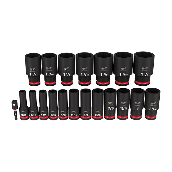 Milwaukee® SHOCKWAVE™ Impact Duty™ 49-66-7012 Deep Socket Set, ASME Specified, 6 Points, 1/2 in Drive, 19 Pieces, Hex, Case Container