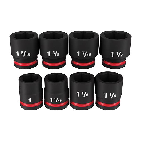Milwaukee® SHOCKWAVE™ Impact Duty™ 49-66-7017 Standard Socket Set, ASME Specified, 6 Points, 3/4 in Drive, 8 Pieces, Hex, Included Socket Size: 1 in, 1-1/16 in, 1-1/8 in, 1-1/4 in, 1-5/16 in, 1-3/8 in, 1-7/16 in and 1-1/2 in, Case Container