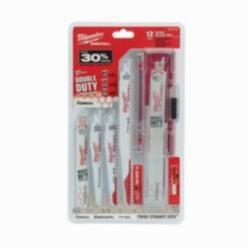 Milwaukee® SAWZALL® 49-22-1129 Demolition Straight Tapered Back Reciprocating Saw Blade Set, 12 Pieces, 1 in W, For Use With Reciprocating Saw, Bi-Metal, Bright