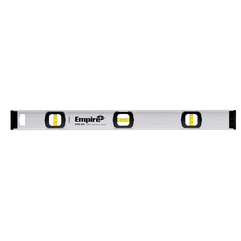 Empire® 540-24 Tradesman's I-Beam Level, 24 in L, 3 Vials, Aluminum, (1) Level/(2) Plumb Vial Position, 0.001 in Accuracy