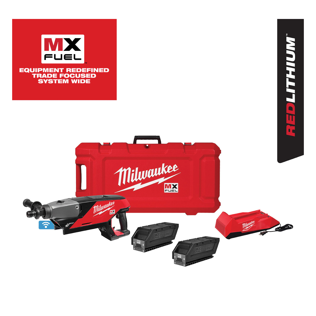 Milwaukee® MXF301-2CP MX™ FUEL™ Cordless Handheld Core Drill, 1-1/4 in Chuck, 0 to 800/0 to 1600 rpm No-Load, 21.58 in OAL, Li-Ion Battery