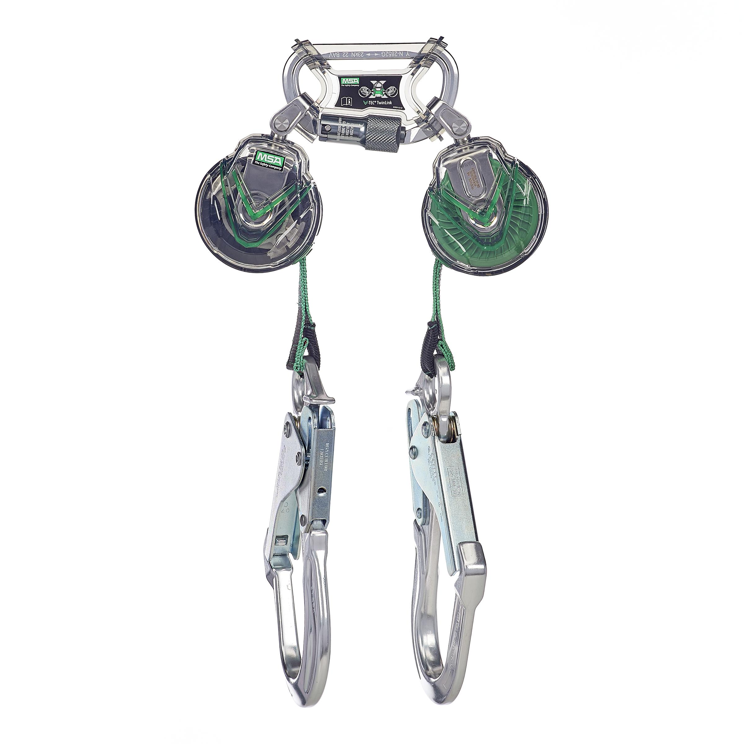 MSA V-TEC™ 63111-00A Mini Twin Leg Personal Fall Limiter, 400 lb Load, 6 ft L, ANSI Z359.14 (Class B), CSA Z259.2.2, OSHA Compliant