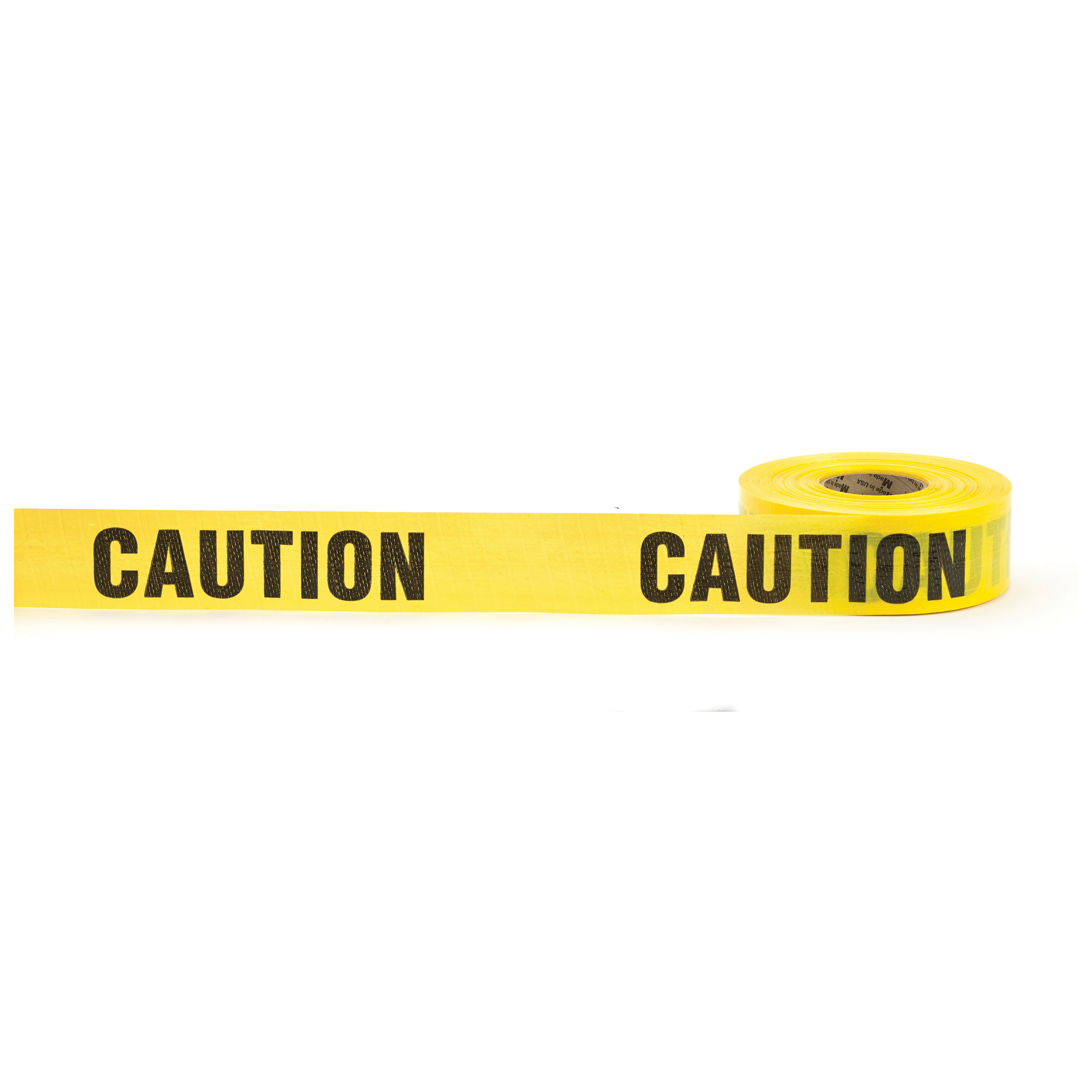 Mutual 17776-41-3000 Printed Reinforced Barricade Tape, Yellow, 3 in W x 500 ft L, CAUTION, Polyethylene/Woven Polyester Fibers