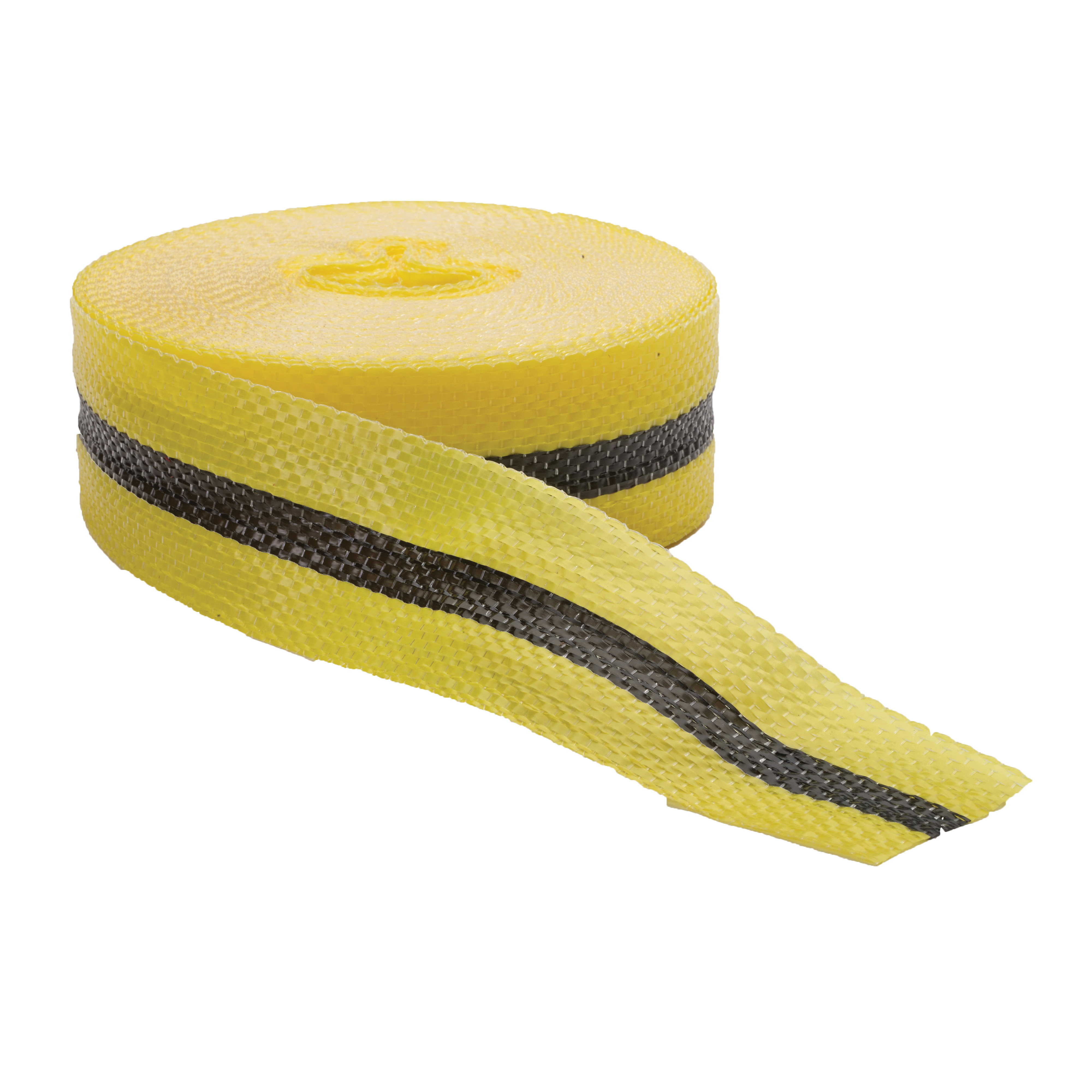Mutual 17780-41091-2000 Woven Barricade Tape, Black on Yellow, 50 yd L x 2 in W, Woven