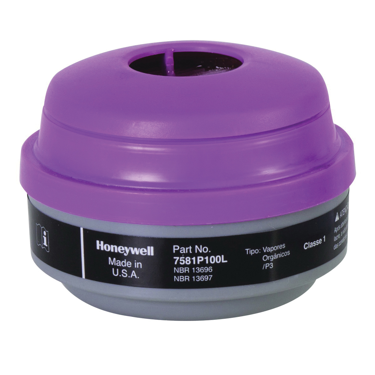 North® by Honeywell 7581P100L N Series Combination Cartridge, For Use With 5400, 5500, 7600 and 7700 Series Respirators, P100 Filter Class, 0.999 Filter Efficiency, Threaded Connection, Resists: Chemicals and Particulates