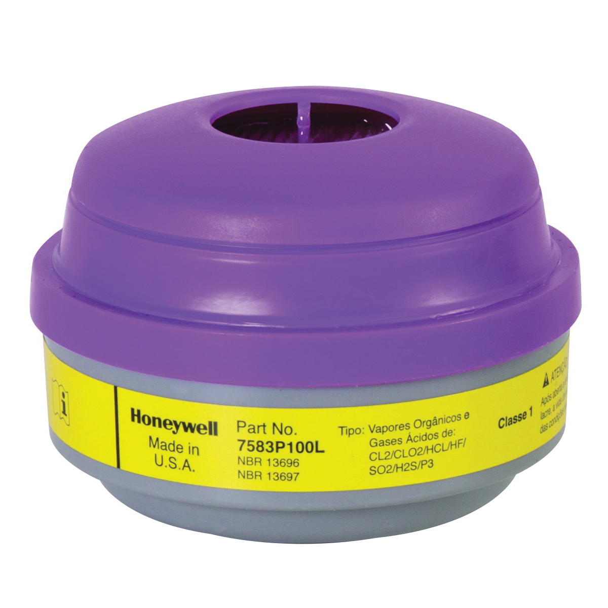North® by Honeywell 7583P100L N Series Cartridge and Filter, For Use With 5500, RU8500 and 7700 Series Half Mask Respirators, Magenta/Yellow