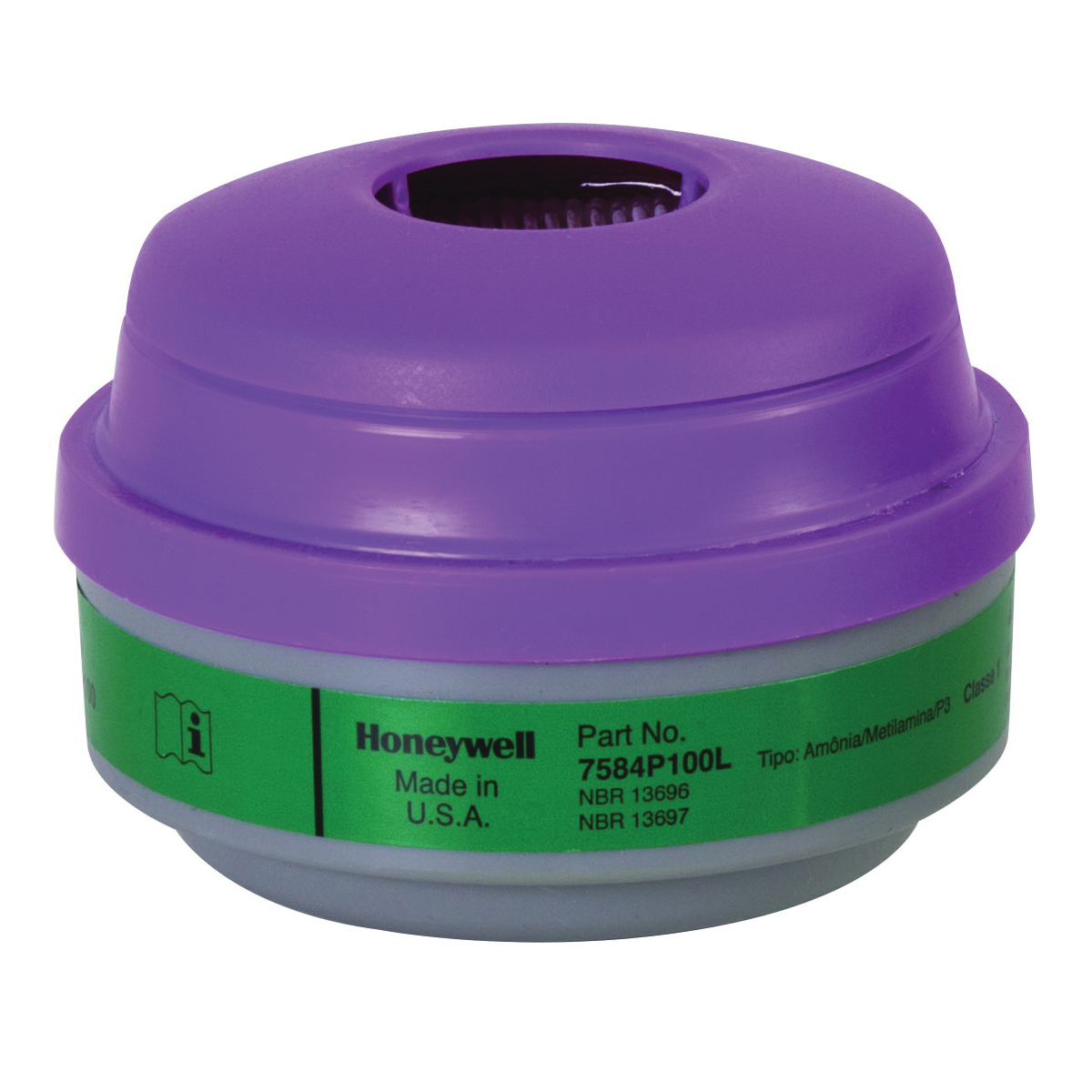 North® by Honeywell 7584P100L Combination Cartridge, For Use With 5400, 5500, 7600 and 7700 Series Respirators, P100 Filter Class, 0.999 Filter Efficiency, Threaded Connection, Resists: Aerosols By Removing Dusts, Fumes, Fibers, Mists and other Particles