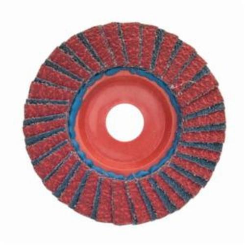 Norton® Red Heat® 63642504882 R961 Center Mount Quick-Trim Standard Density Coated Abrasive Flap Disc, 7 in Dia, 7/8 in Center Hole, P60 Grit, Coarse Grade, Ceramic Alumina/Zirconia Alumina Abrasive, Type 27 Flat Disc