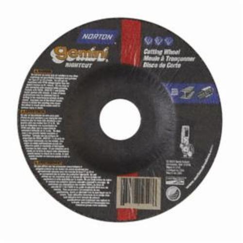 Norton® Gemini® 66252841909 Type 27 Depressed Center Cut-Off Wheel With Quick-Change Hub, 4-1/2 in Dia x 0.045 in THK, 7/8 in Center Hole, 24 Grit, Aluminum Oxide Abrasive