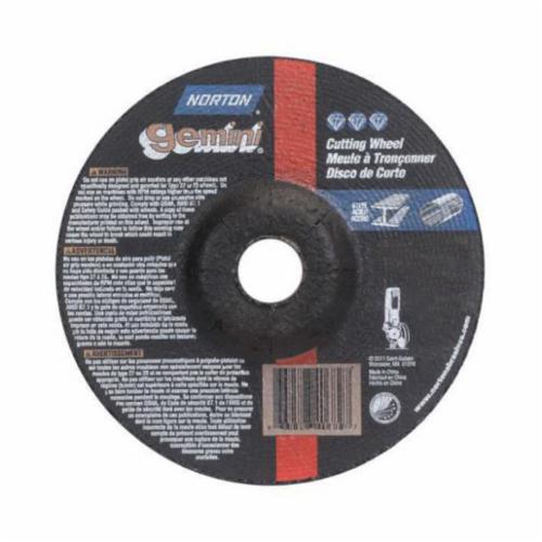 Norton® Gemini® 66252912626 Depressed Center Wheel, 7 in Dia x 1/16 in THK, 7/8 in Center Hole, 24 Grit, Aluminum Oxide Abrasive