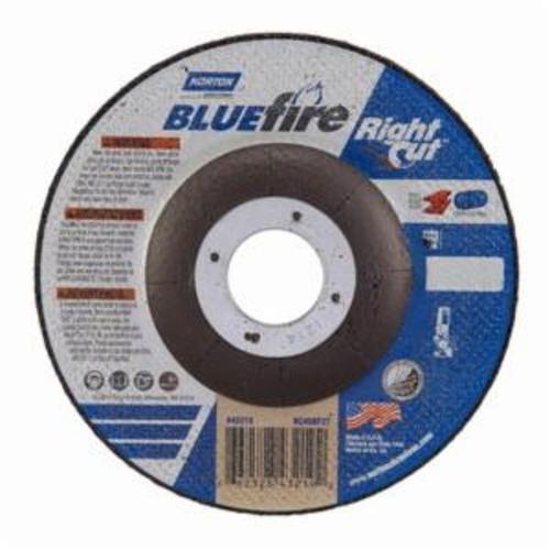 Norton® BlueFire® RightCut™ 66252843219 RC45CH27 All Purpose Cut-Off Wheel, 4-1/2 in Dia x 0.045 in THK, 7/8 in Center Hole, 24 Grit, Aluminum Oxide/Zirconia Alumina Abrasive