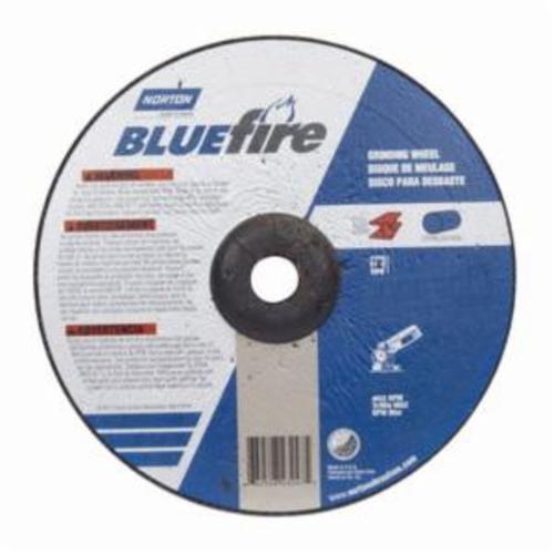 Norton® BlueFire® 66252843247 DC914CH Type 27 All Purpose Depressed Center Cut-Off Wheel With Quick-Change Hub, 9 in Dia x 1/4 in THK, 7/8 in Center Hole, 24 Grit, Aluminum Oxide/Zirconia Alumina Abrasive