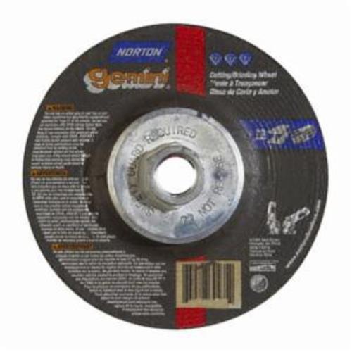 Norton® Gemini® 66252843590 DC4518HG All Purpose Mini Cut-Off Wheel With Quick-Change Hub, 4-1/2 in Dia x 1/8 in THK, 24 Grit, Aluminum Oxide Abrasive