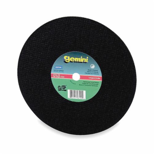 Norton® Gemini® 66253207548 57A Long Life Cut-Off Wheel, 12 in Dia x 1/8 in THK, 1 in Center Hole, 24 Grit, Aluminum Oxide Abrasive