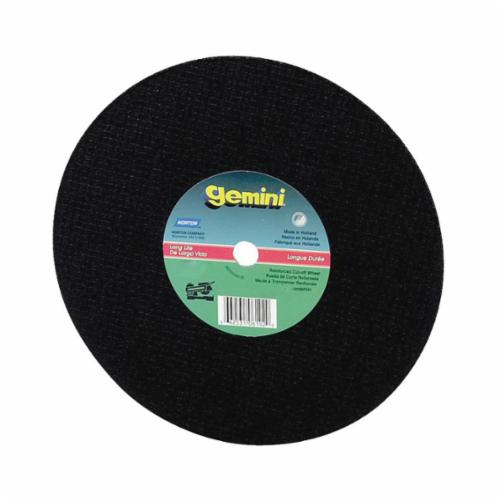 Norton® Gemini® 66253306611 57A Long Life Cut-Off Wheel, 14 in Dia x 1/8 in THK, 1 in Center Hole, 24 Grit, Aluminum Oxide Abrasive