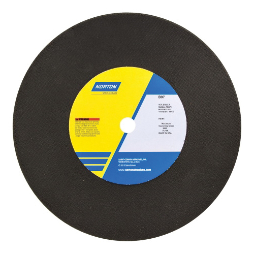 Norton®Foundry™ 66253422205 B97 All Purpose Cut-Off Wheel, 16 in Dia x 5/32 in THK, 1 in Center Hole, 24 Grit, Aluminum Oxide Abrasive