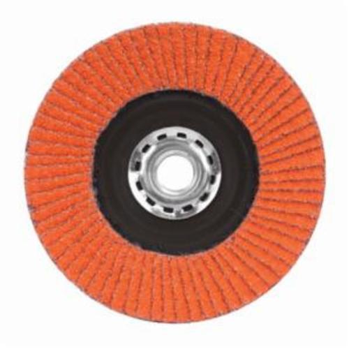 Norton® Blaze® 66254461066 R980P Arbor Thread Quick-Trim Standard Density Coated Abrasive Flap Disc, 7 in Dia, 40 Grit, Extra Coarse Grade, Ceramic Alumina Abrasive, Type 27 Flat Disc