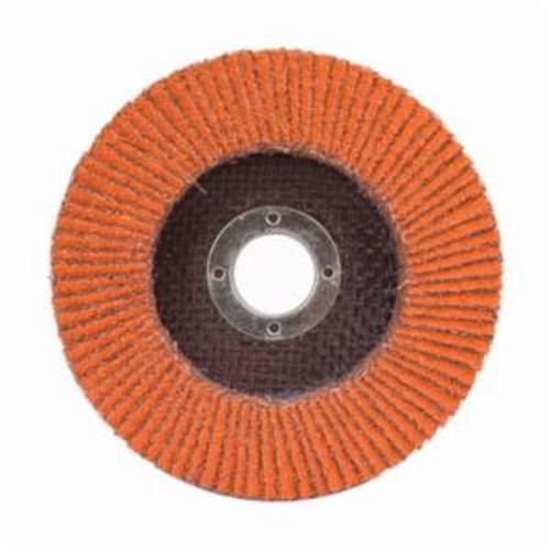 Norton® Blaze® 66261020633 R980P Center Mount High Density Coated Abrasive Flap Disc, 4-1/2 in Dia, 7/8 in Center Hole, 60 Grit, Coarse Grade, Ceramic Alumina Abrasive, Type 27 Flat Disc