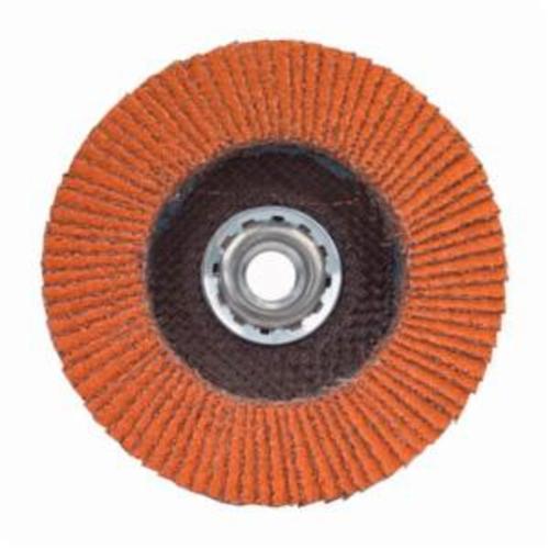 Norton® Blaze® 66261096435 R980P Arbor Thread High Density Coated Abrasive Flap Disc, 4-1/2 in Dia, 60 Grit, Coarse Grade, Ceramic Alumina Abrasive, Type 27 Flat Disc