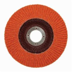 Norton® Blaze® 66261100003 R980 Standard Density Coated Abrasive Flap Disc, 4-1/2 in Dia, 7/8 in Center Hole, 60 Grit, Coarse Grade, Ceramic Alumina Abrasive, Type 27 Flat Disc