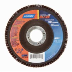 Norton® Blaze® 66261100003 R980 Standard Density Coated Abrasive Flap Disc, 4-1/2 in Dia, 7/8 in Center Hole, 60 Grit, Coarse Grade, Ceramic Alumina Abrasive, Type 27 Flat Disc