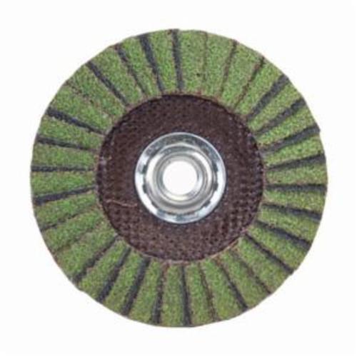 Norton® Neon® 66623399030 R766 Arbor Thread Standard Density Coated Abrasive Flap Disc, 4-1/2 in Dia, P60 Grit, Coarse Grade, Aluminum Oxide/Zirconia Alumina Abrasive, Type 29 Conical Disc